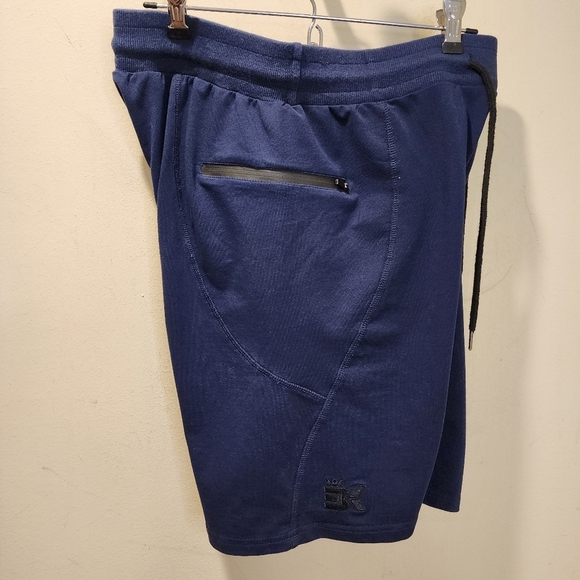 BROKIG  Navy Blue Mens Sidelock Gym Workout Running Shorts with Pockets Size L - Picture 3 of 10